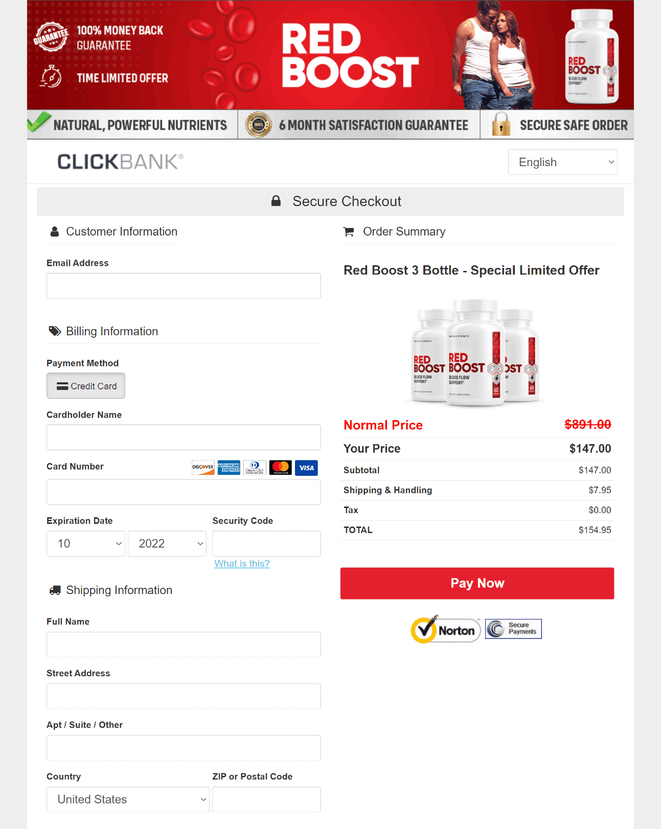 red boost order page